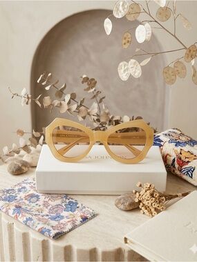 Ulla Johnson Opal Butterfly Sunglasses Yellow Ochre Acetate Women’s OS NWT